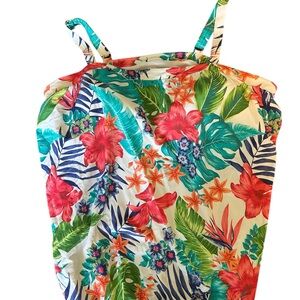 Tropical Floral Print Swimsuit Top